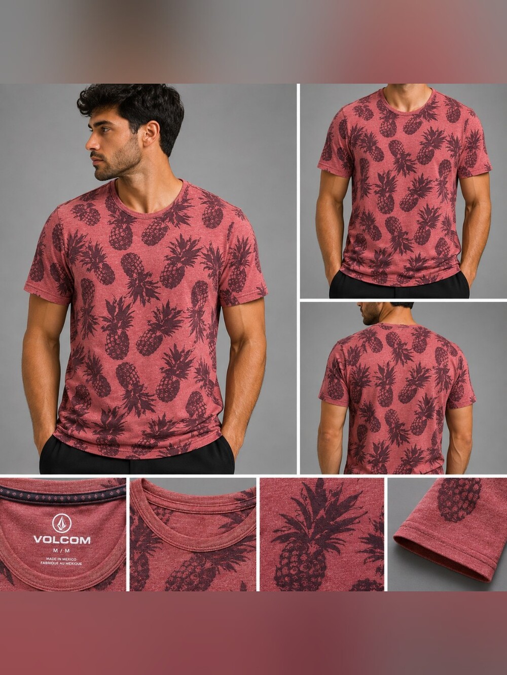 MBX Men's Pineapple All Over Print T-Shirt Red XL Tropical